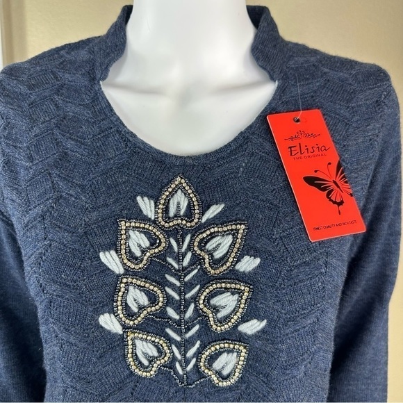 Elisia  Dress Sweater Sz S Long Slits Knit NWT - Picture 6 of 14